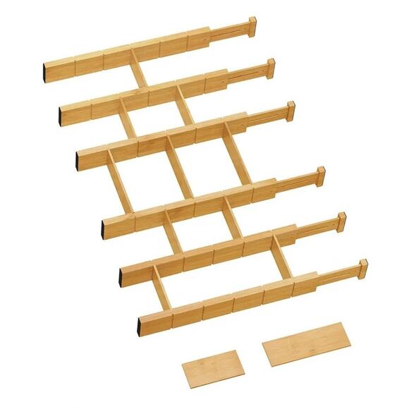 6 pack bamboo drawer dividers with 12 inserts.  17"-22" - Picture 2 of 8